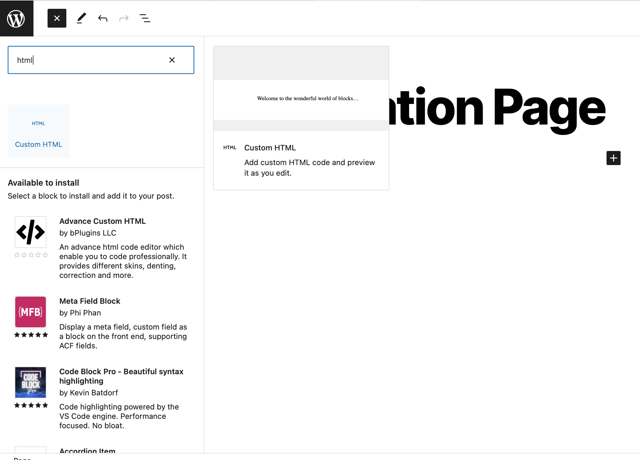 Wordpress New Block